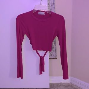 Pink top ties in the back